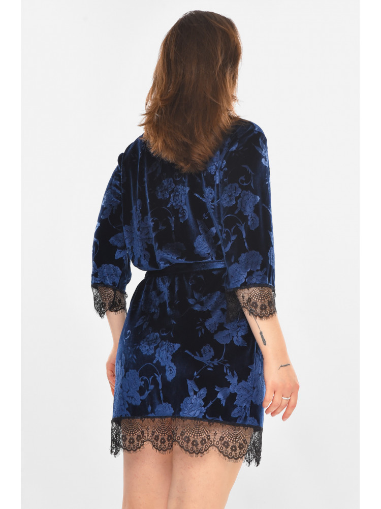 Халат женский велюровый тёмно-синего цвета М08 212305C