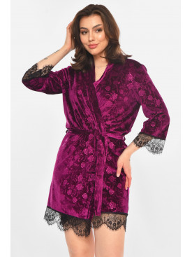 Халат женский велюровый фиолетового цвета 1870 212307C