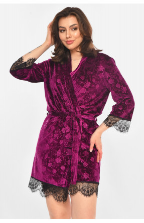 Халат женский велюровый фиолетового цвета 1870 212307C