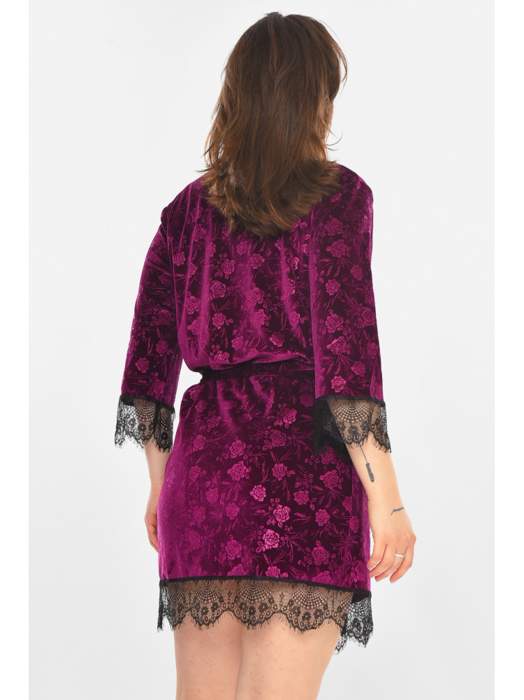Халат женский велюровый фиолетового цвета 1870 212307C