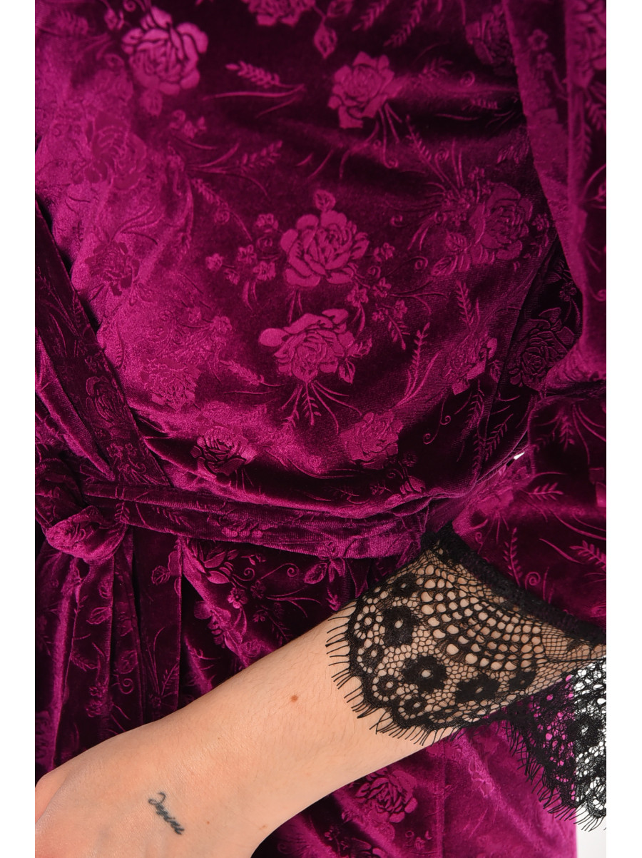 Халат женский велюровый фиолетового цвета 1870 212307C