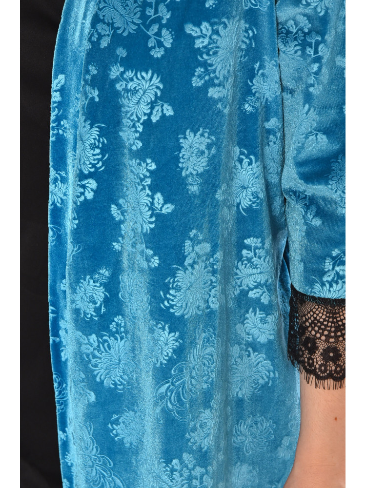 Халат женский велюровый бирюзового цвета М14 212308C