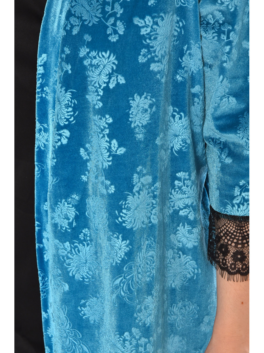 Халат женский велюровый бирюзового цвета М14 212308C