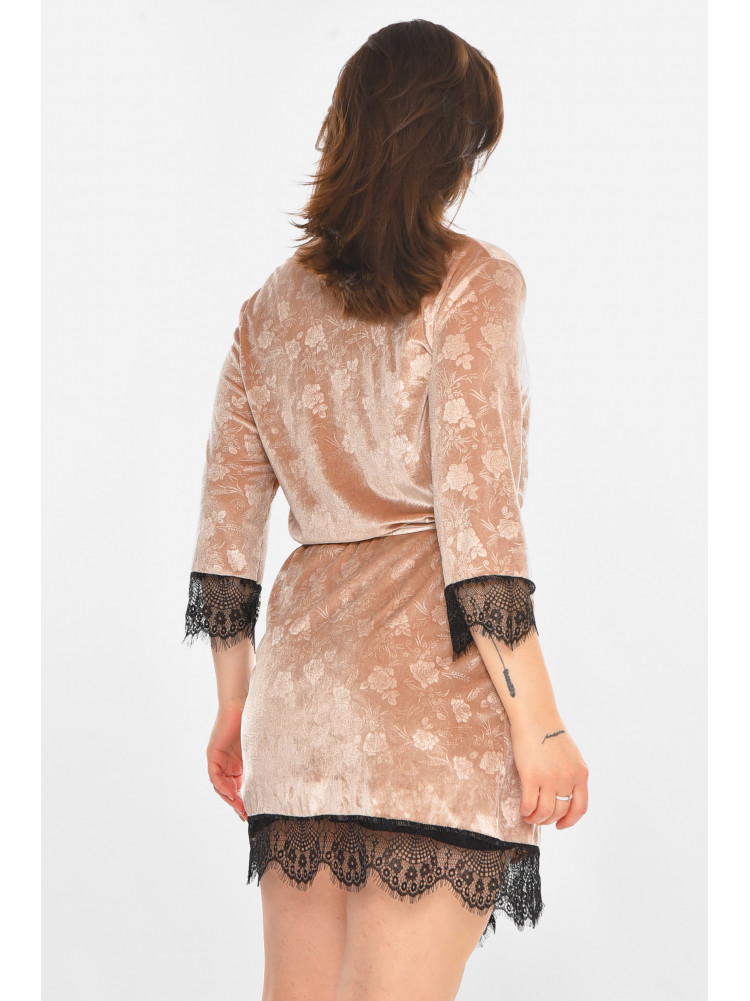 Халат женский велюровый пудрового цвета М14 212310C