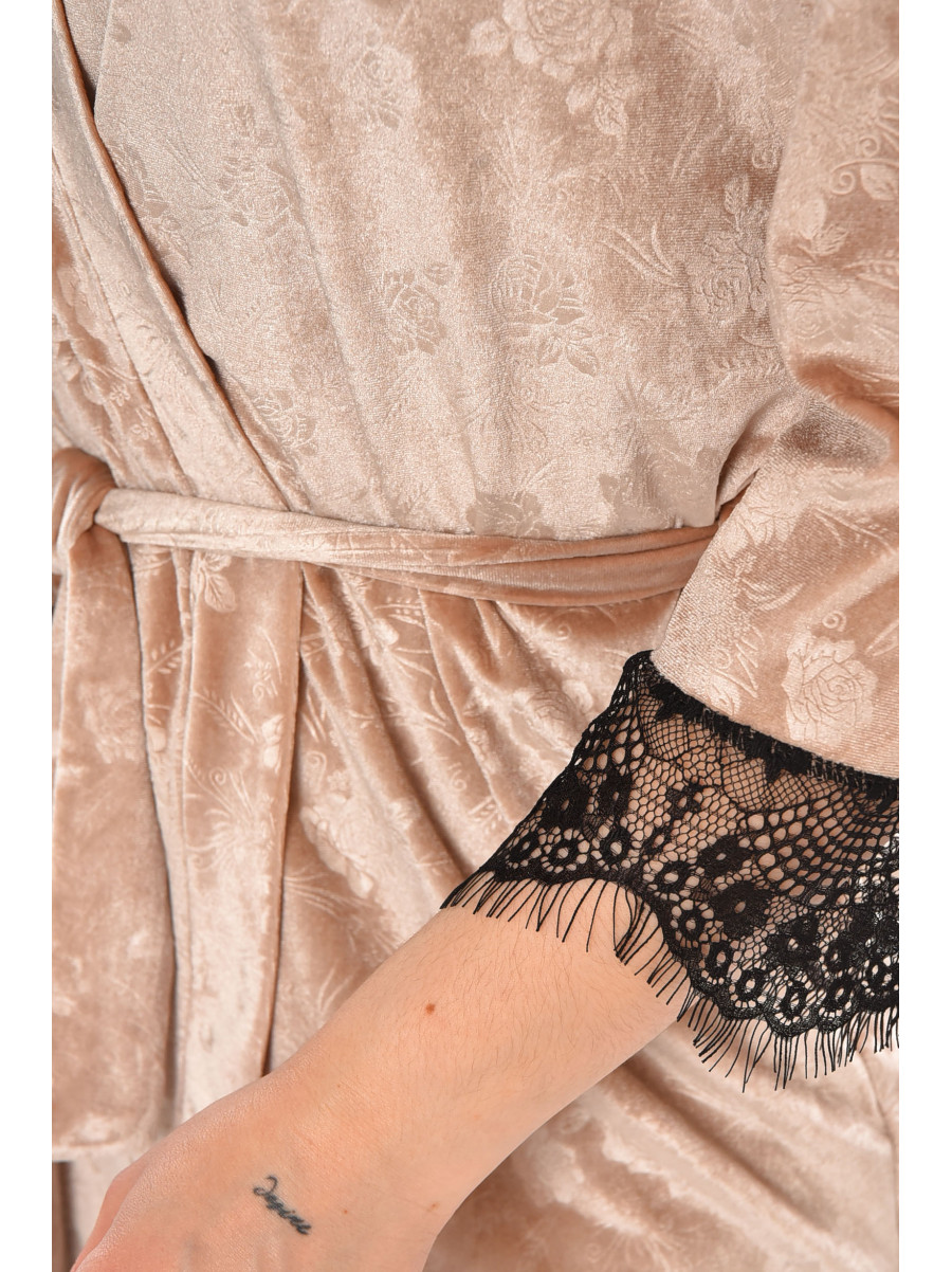 Халат женский велюровый пудрового цвета М14 212310C