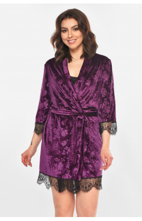 Халат женский велюровый фиолетового цвета М08 212312C