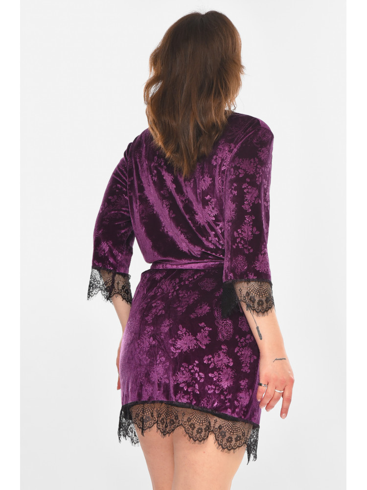 Халат женский велюровый фиолетового цвета М08 212312C