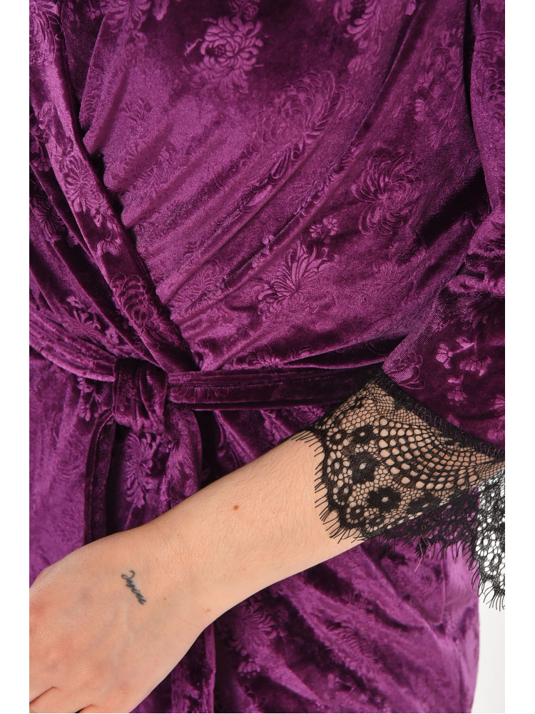 Халат женский велюровый фиолетового цвета М08 212312C