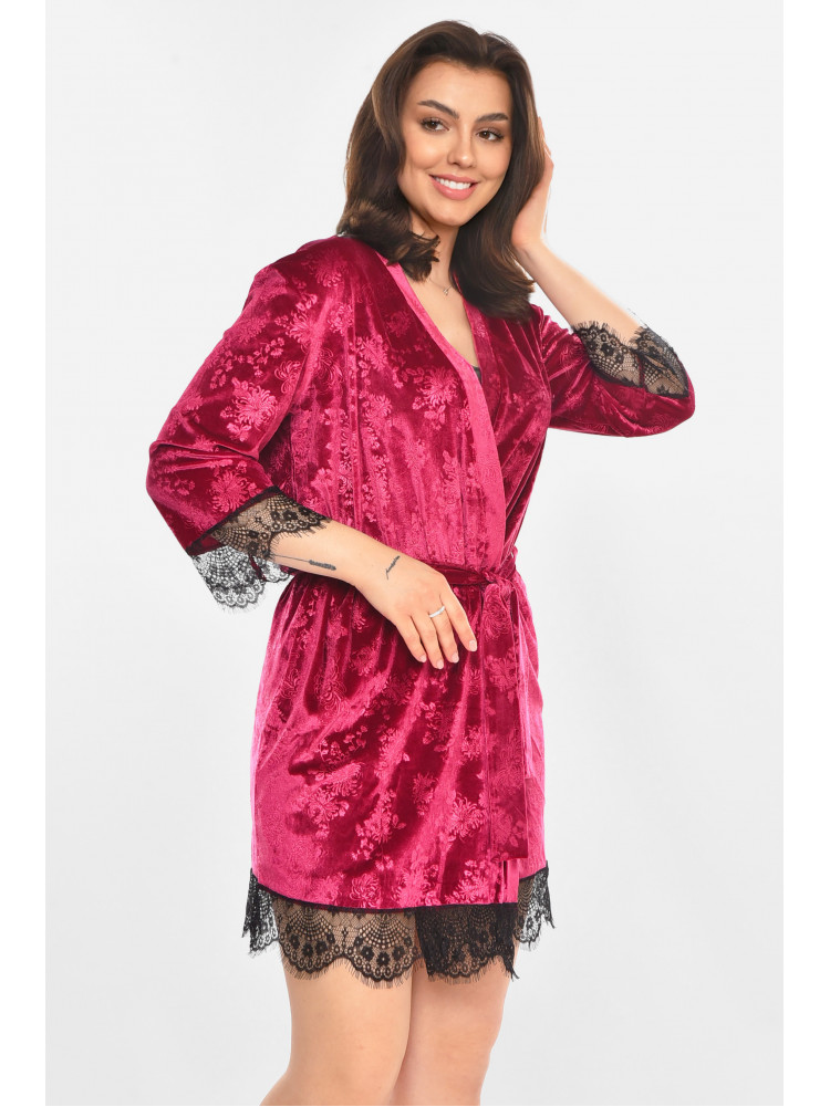 Халат женский велюровый сиреневого цвета 0859 212315C