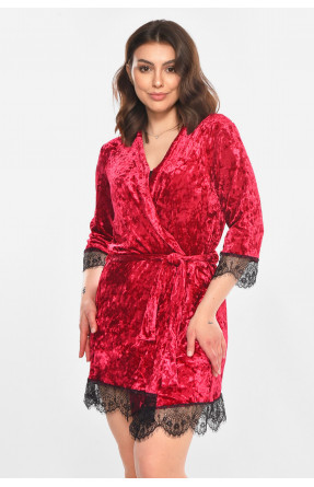 Халат женский велюровый тёмно-розового цвета 212316C