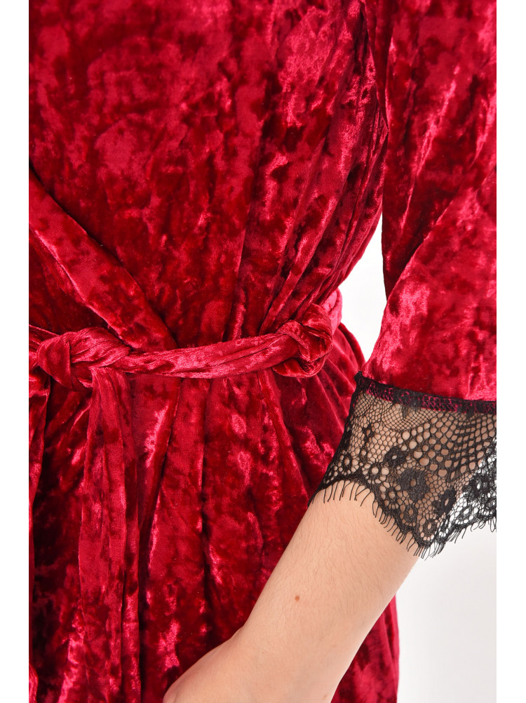 Халат женский велюровый тёмно-розового цвета 212316C