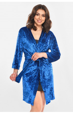 Халат женский велюровый синего цвета М28 212319C