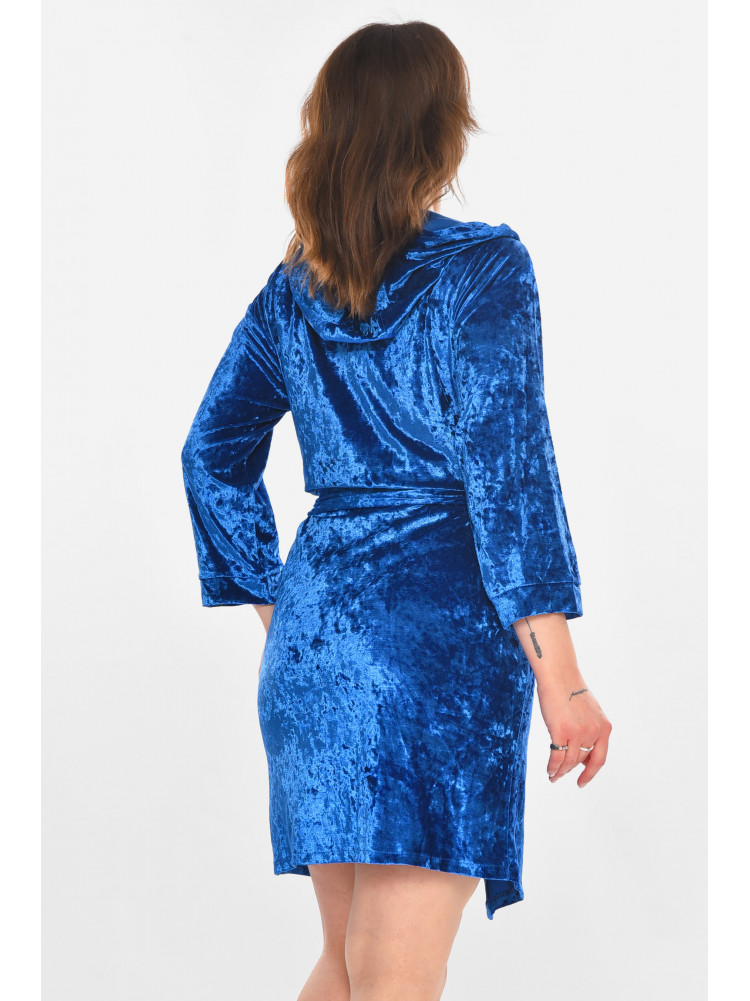 Халат женский велюровый синего цвета М28 212319C