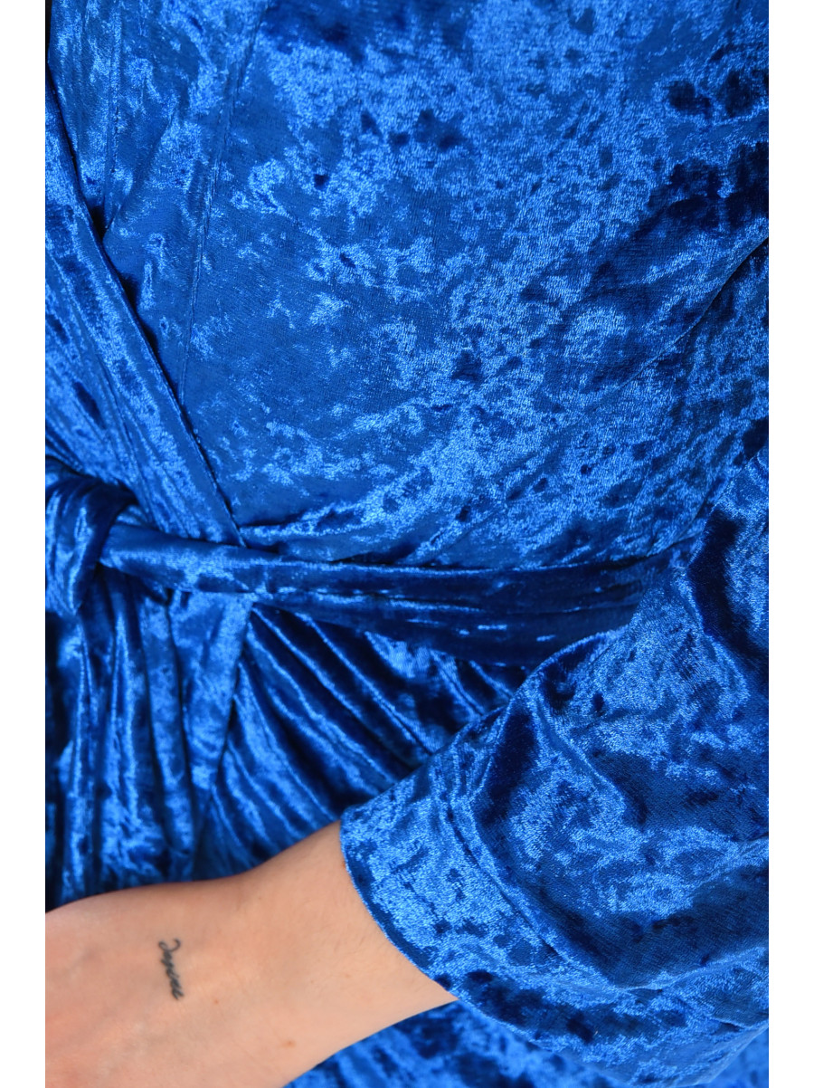 Халат женский велюровый синего цвета М28 212319C