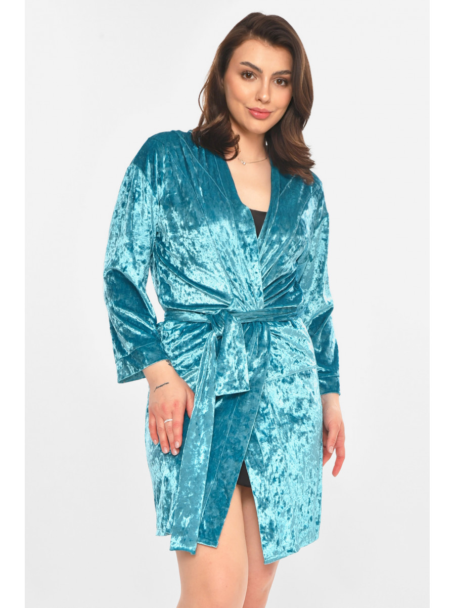 Халат женский велюровый мятного цвета М28 212320C