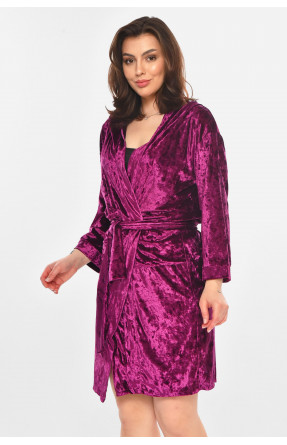 Халат женский велюровый фиолетового цвета М28 212321C