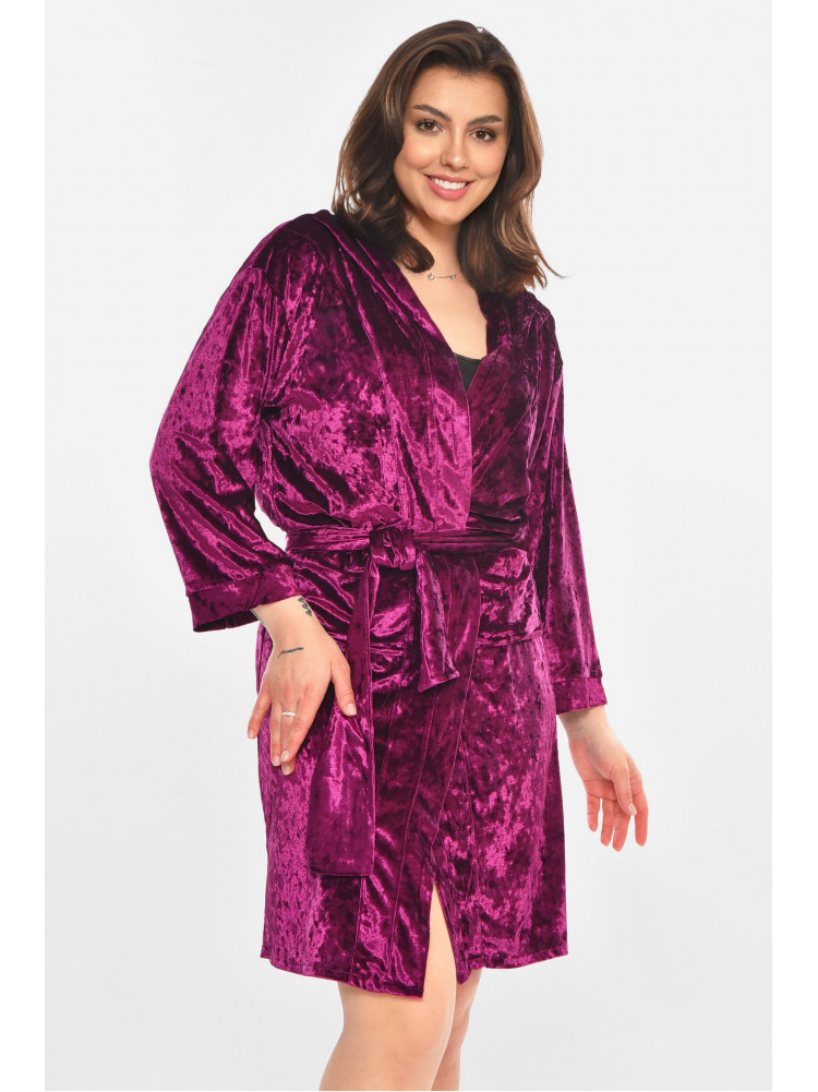 Халат женский велюровый фиолетового цвета М28 212321C