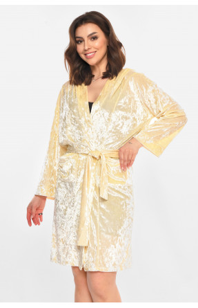 Халат женский велюровый молочного цвета М28 212322C