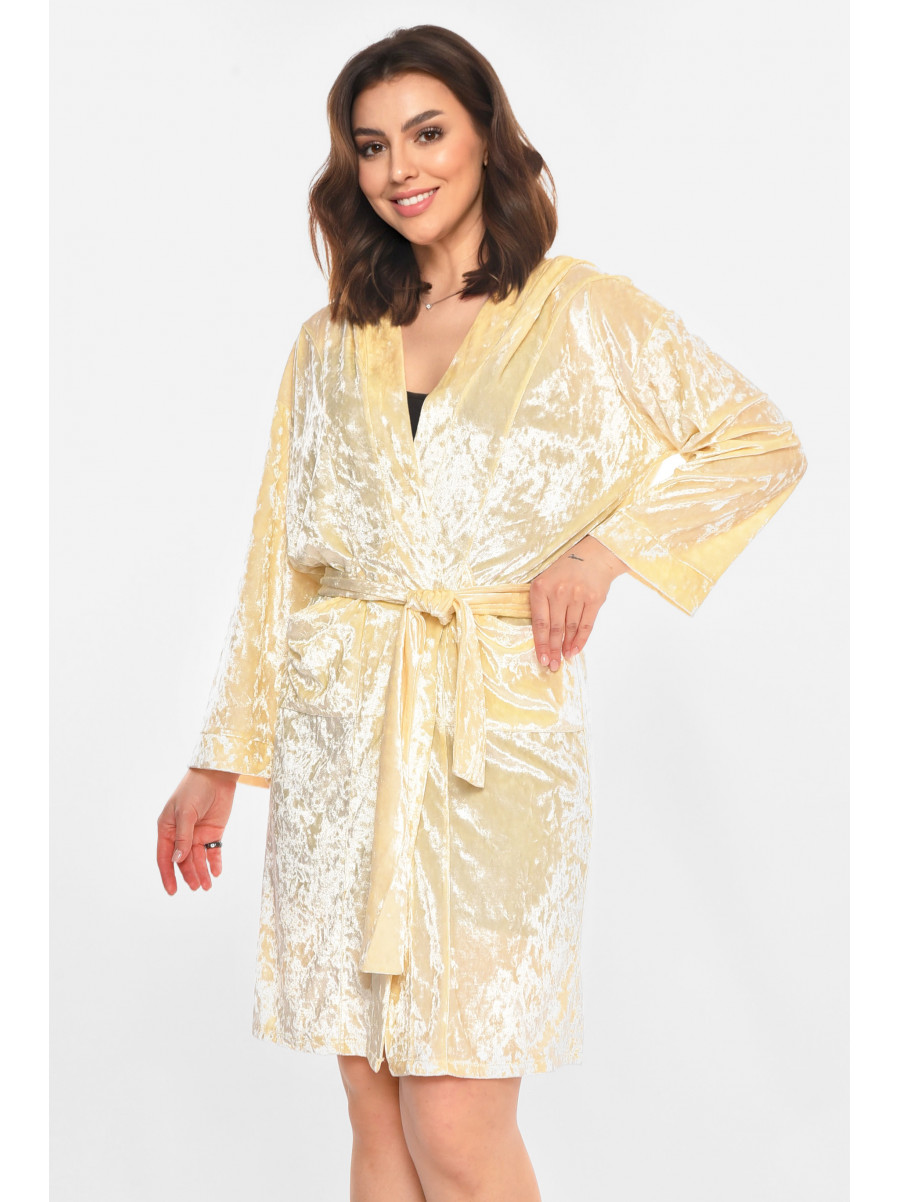 Халат женский велюровый молочного цвета М28 212322C