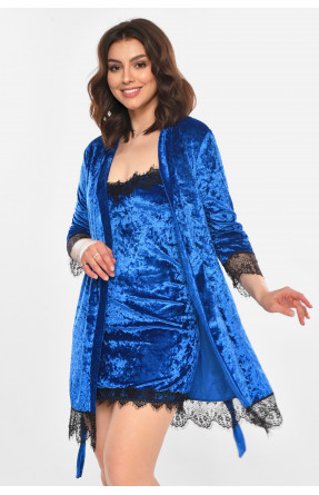 Костюм домашний женский велюровый синего цвета М14 212335C