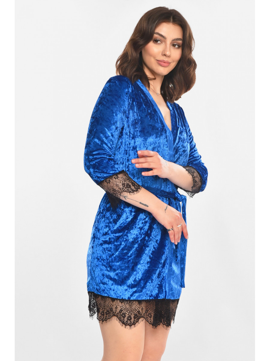 Костюм домашний женский велюровый синего цвета М14 212335C