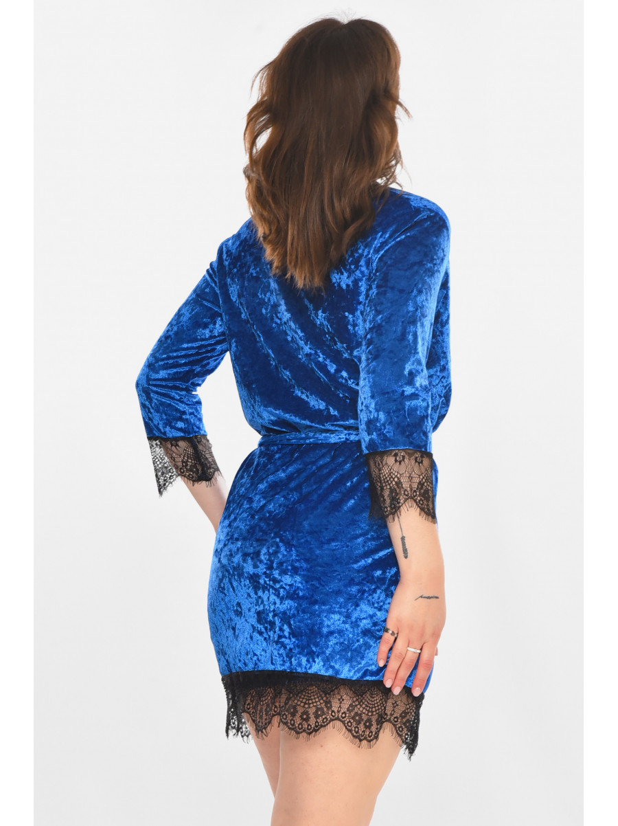 Костюм домашний женский велюровый синего цвета М14 212335C