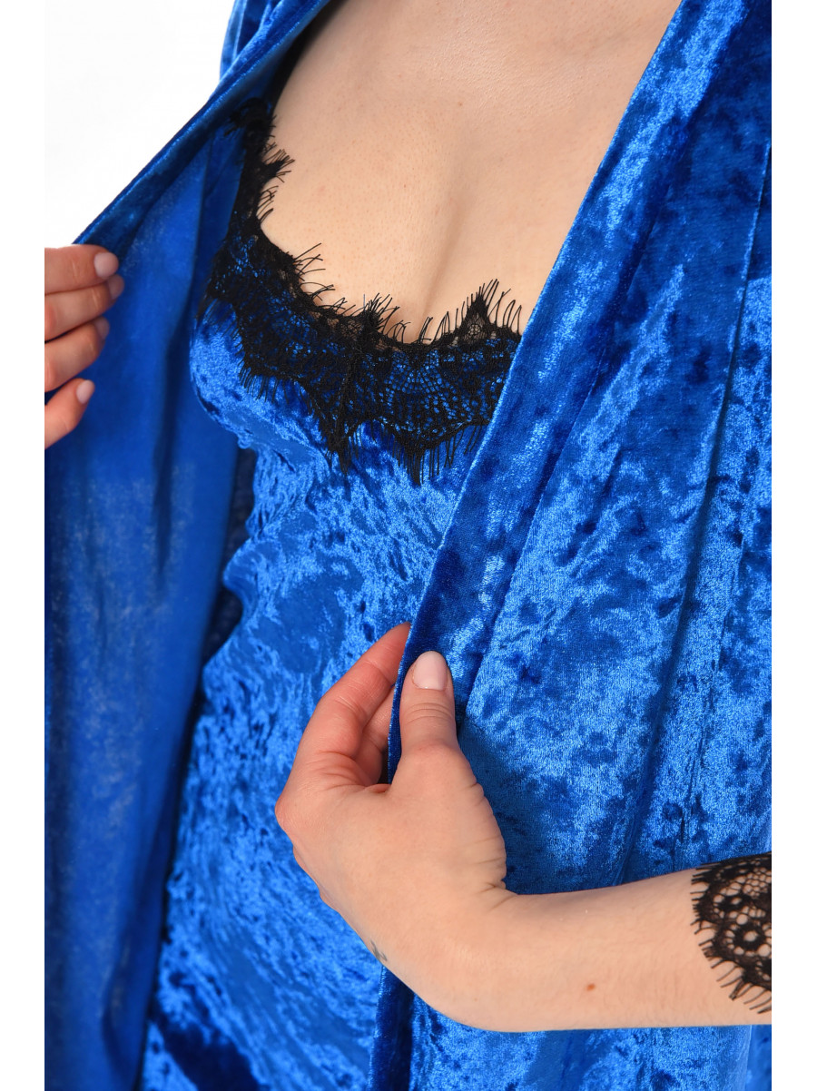 Костюм домашний женский велюровый синего цвета М14 212335C