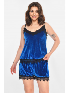 Піжама жіноча велюрова синього кольору 212340C