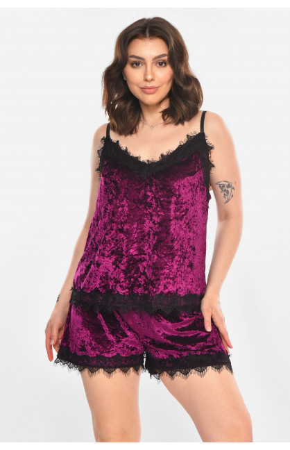 Пижама женская велюровая фиолетового цвета 212341C Пижама женская велюровая фиолетового цвета 212341C