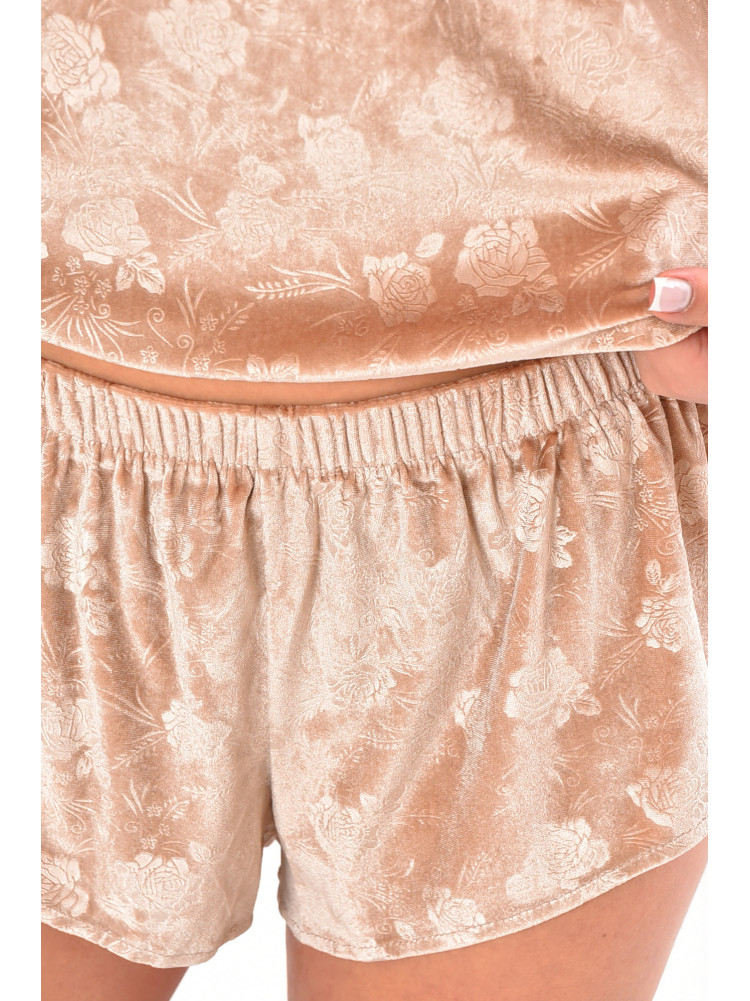 Піжама жіноча велюрова бежевого кольору 212342C