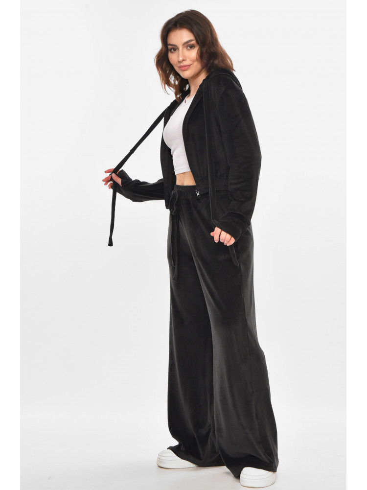 Спортивный костюм женский велюровый черного цвета 367 212346C