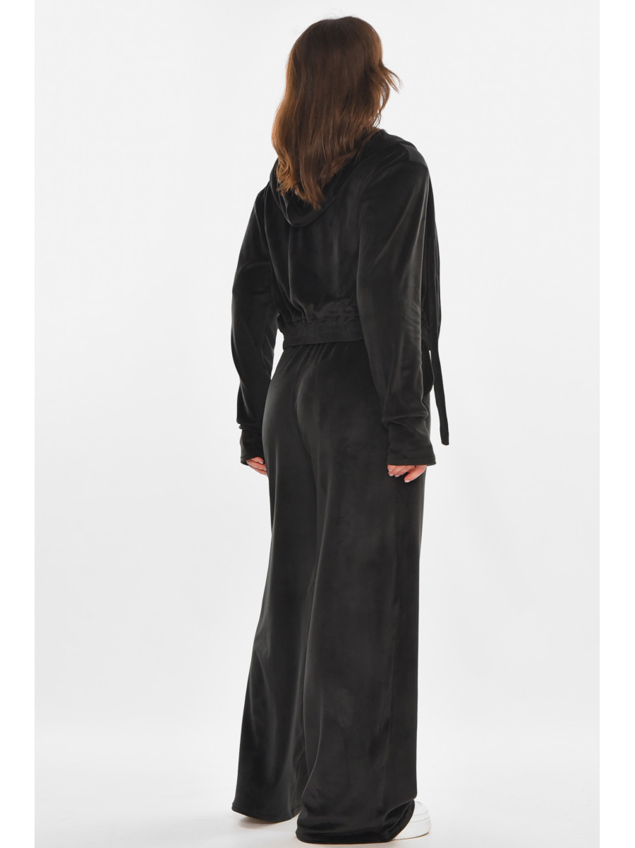 Спортивный костюм женский велюровый черного цвета 367 212346C