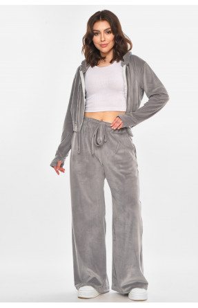 Спортивный костюм женский велюровый серого цвета 367 212347C