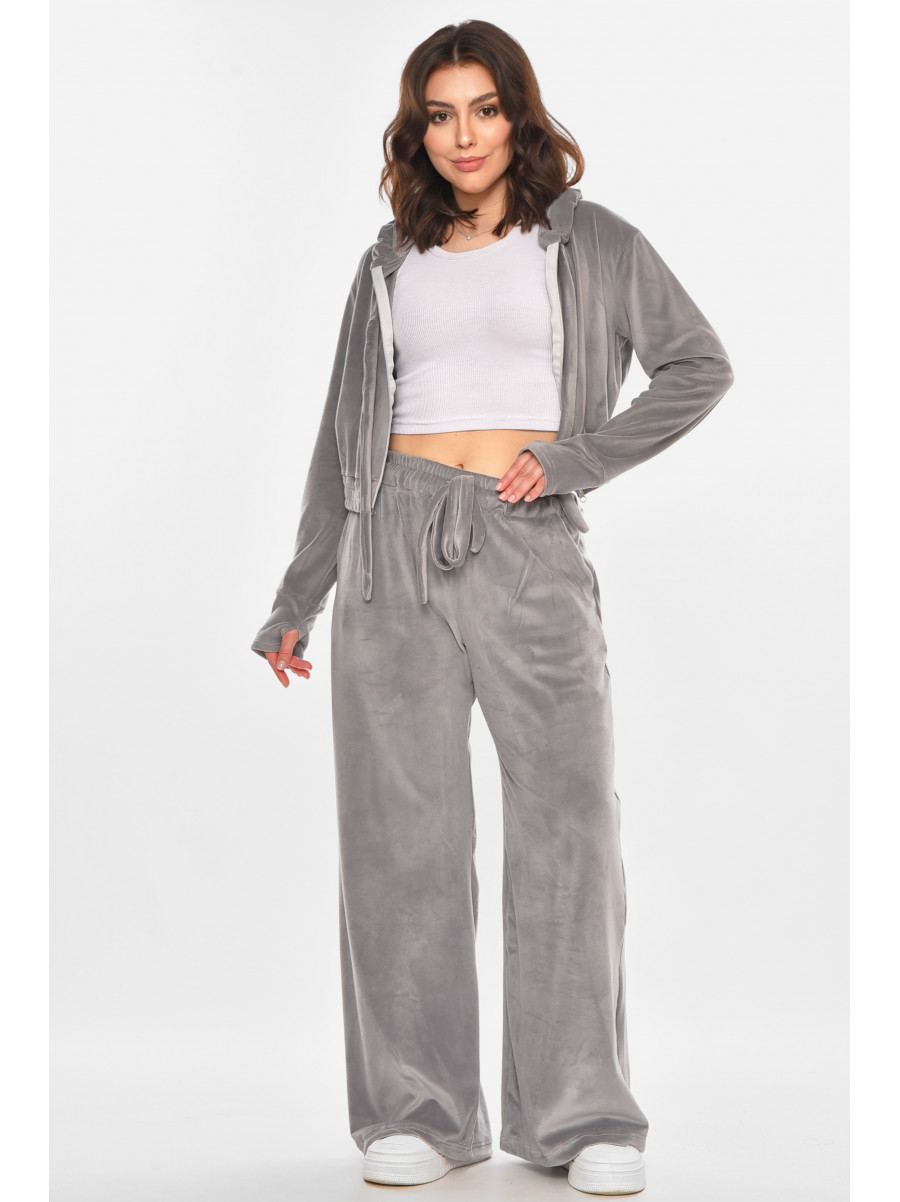 Спортивний костюм жіночий велюровий сірого кольору 367 212347C