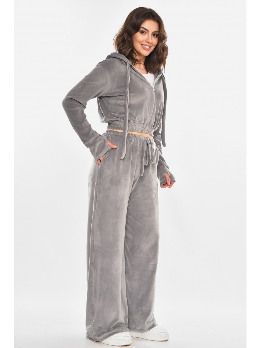 Спортивний костюм жіночий велюровий сірого кольору 367 212347C