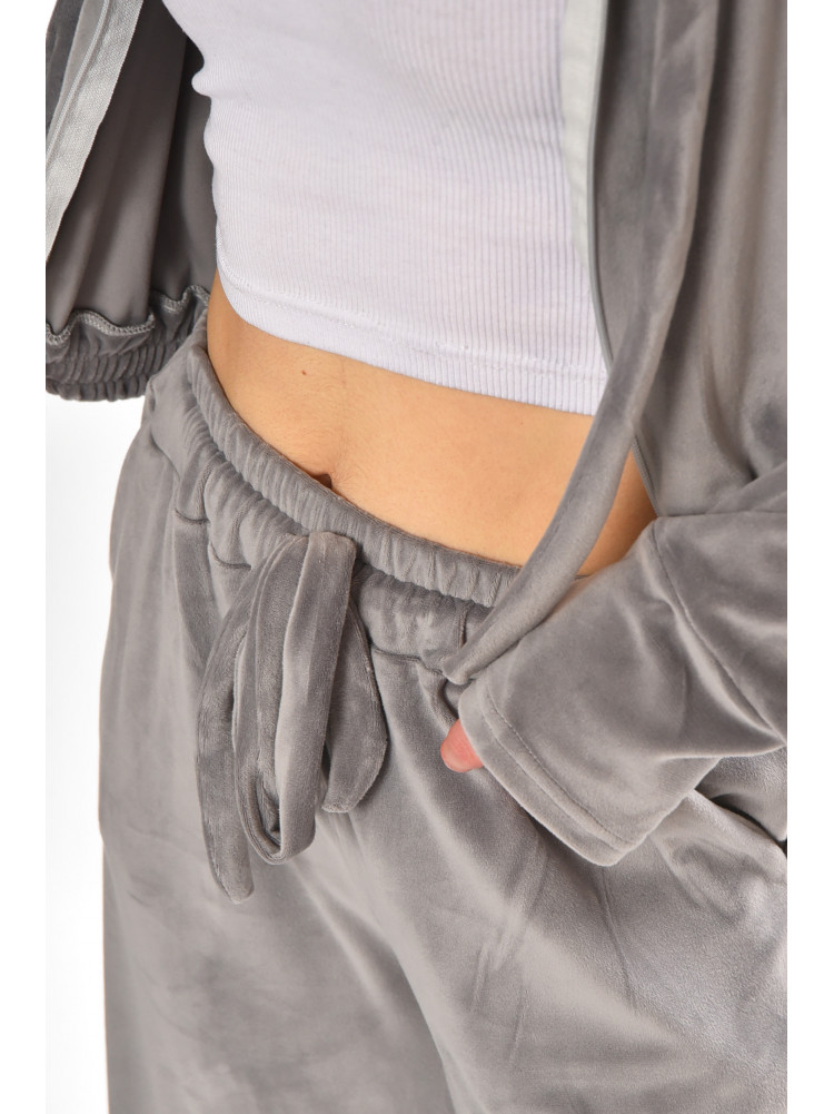 Спортивний костюм жіночий велюровий сірого кольору 367 212347C