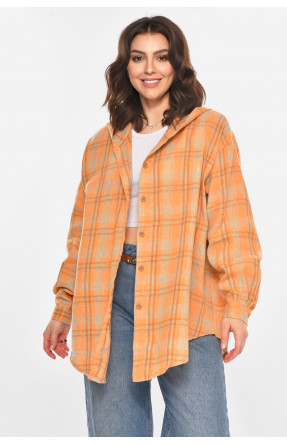 Рубашка женская полубатальная светло-коричневого цвета со стразами 7758 212350C