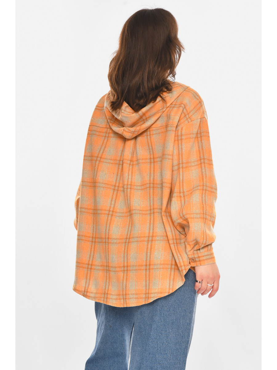 Рубашка женская полубатальная светло-коричневого цвета со стразами 7758 212350C