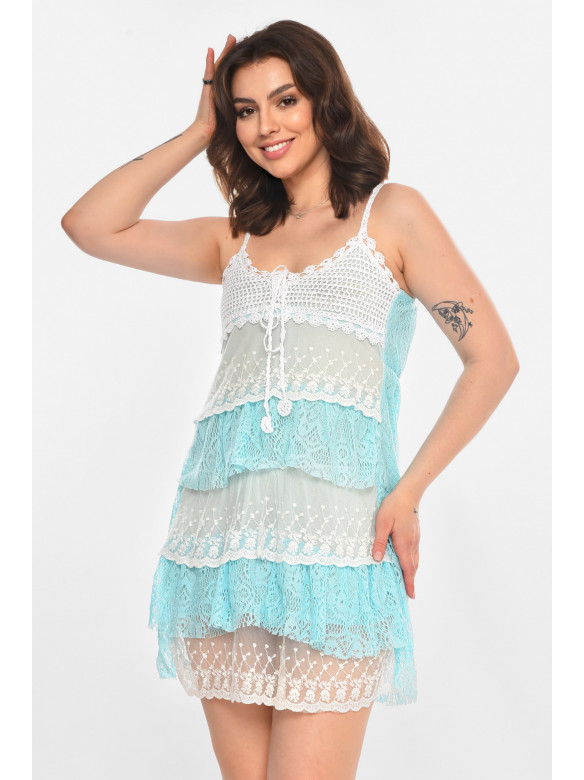 Сарафан женский светло-голубого цвета с принтом 081 212352C