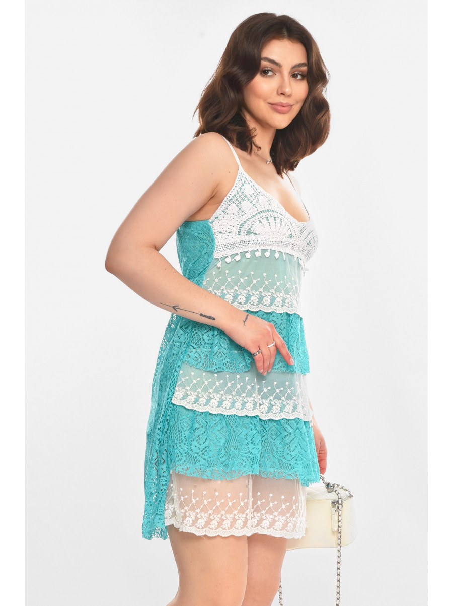 Сарафан женский светло-зеленого цвета с принтом 081 212353C