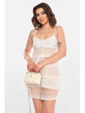 Сарафан жіночий однотонний білого кольору 081 212354C Сарафан жіночий однотонний білого кольору 081 212354C