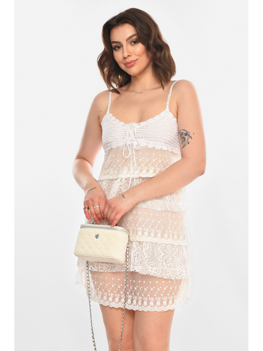 Сарафан женский однотонный белого цвета 081 212354C