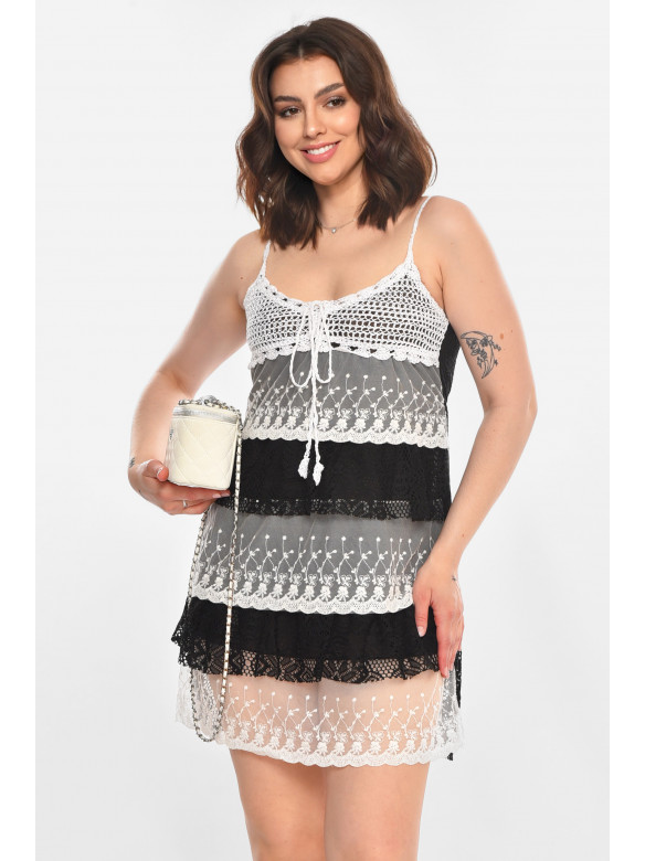 Сарафан женский черного цвета с принтом 081 212355C