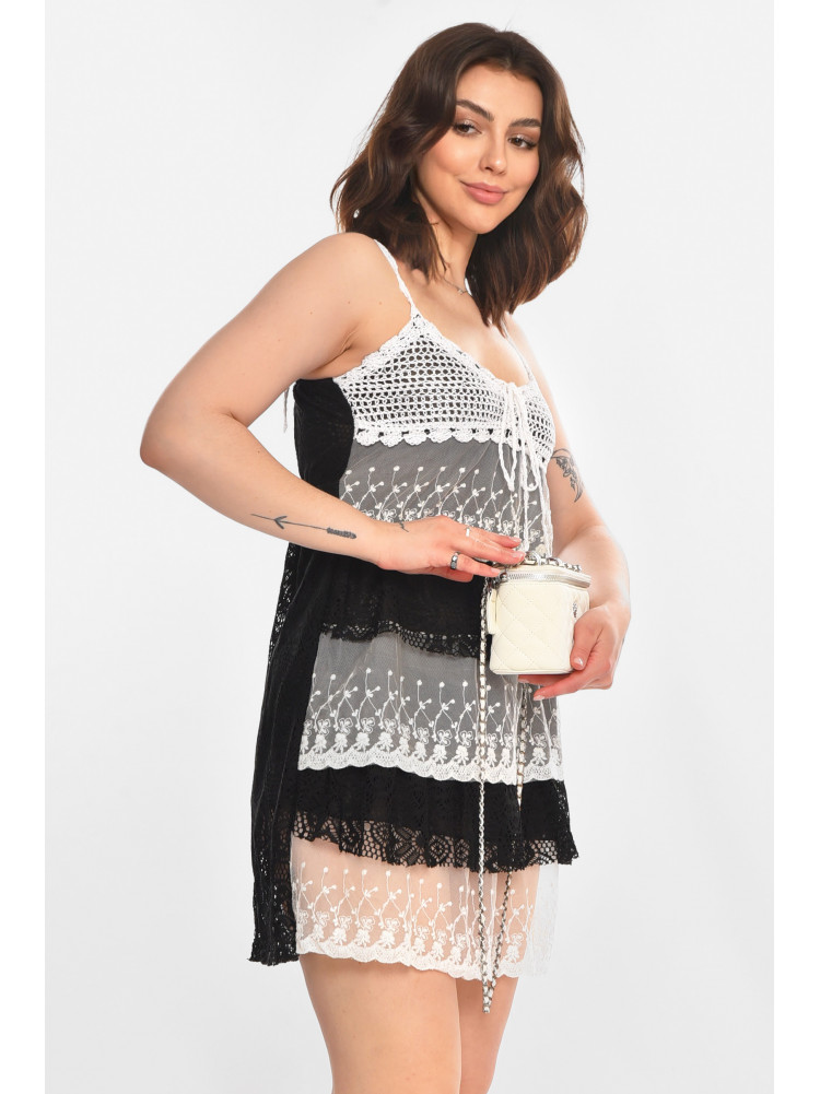 Сарафан женский черного цвета с принтом 081 212355C