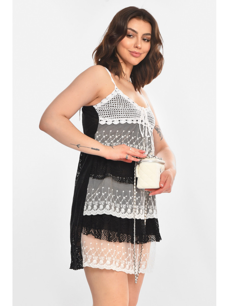 Сарафан женский черного цвета с принтом 081 212355C