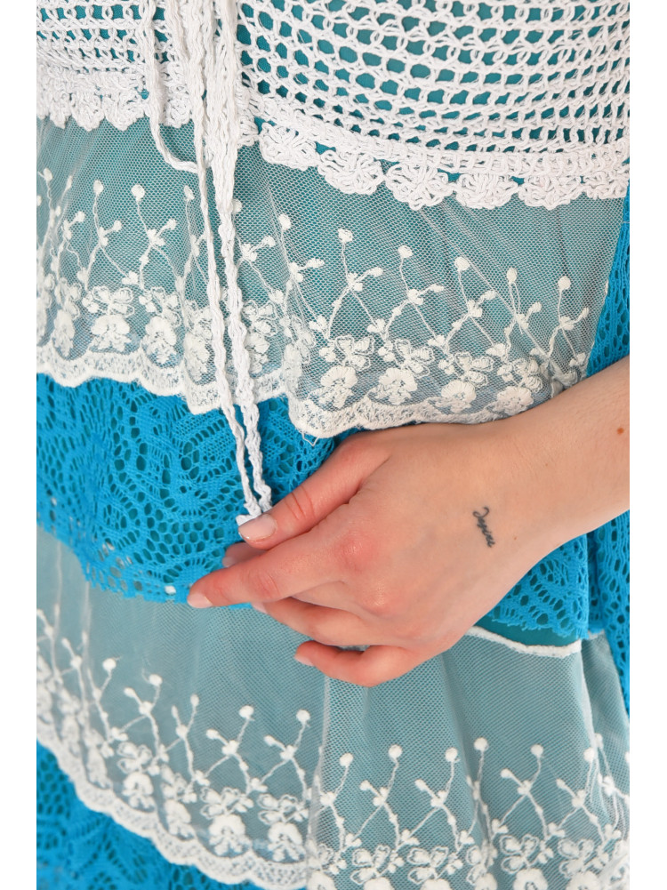 Сарафан женский бирюзового цвета с принтом 081 212357C