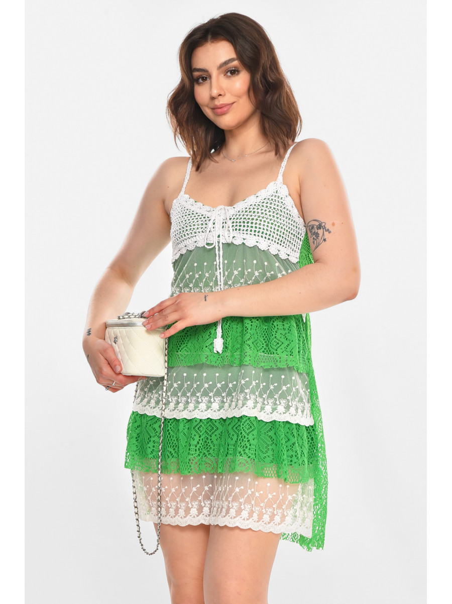 Сарафан женский зеленого цвета с принтом 081 212358C