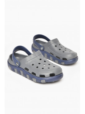 Кроксы женские серого цвета с синей вставкой 3021-177 212374C Кроксы женские серого цвета с синей вставкой 3021-177 212374C