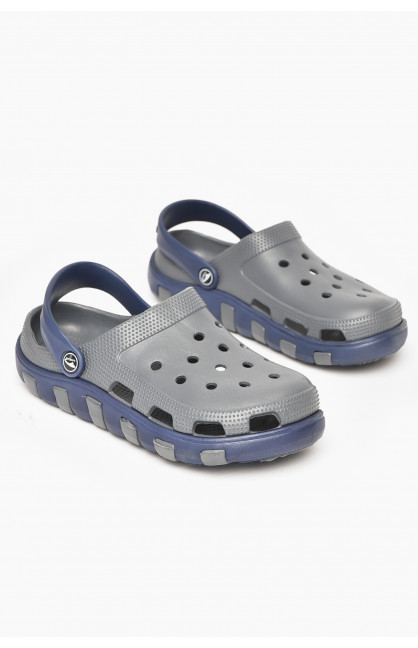 Кроксы женские серого цвета с синей вставкой 3021-177 212374C Кроксы женские серого цвета с синей вставкой 3021-177 212374C