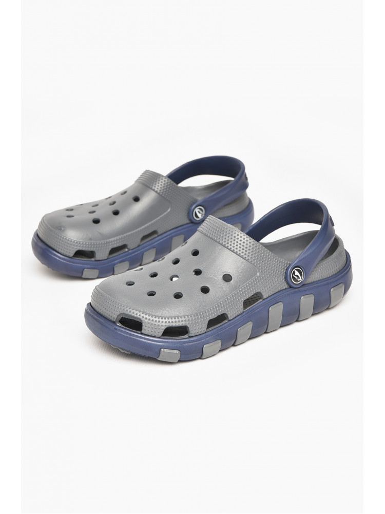 Кроксы женские серого цвета с синей вставкой 3021-177 212374C
